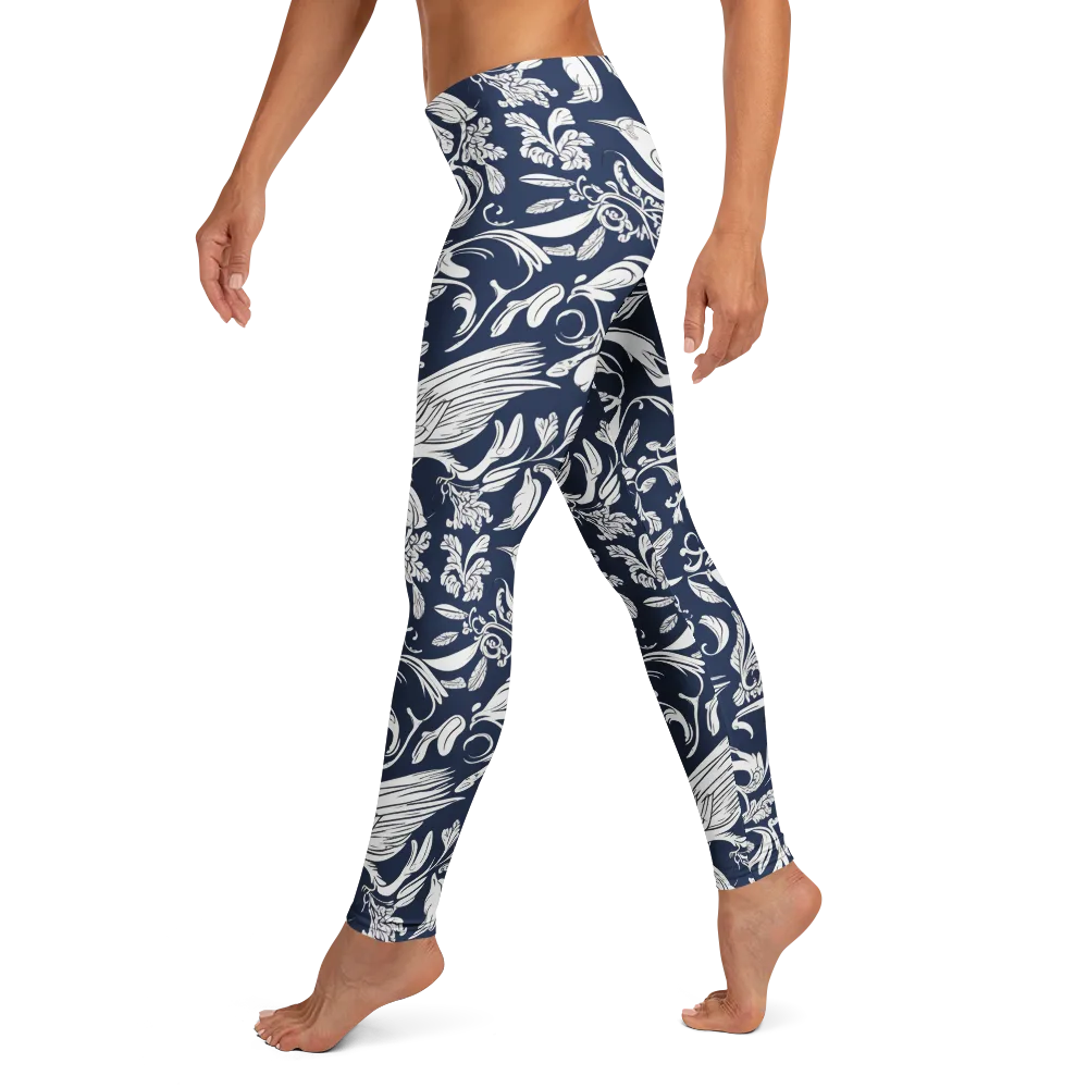 Navy Aviary on Leggings — Left