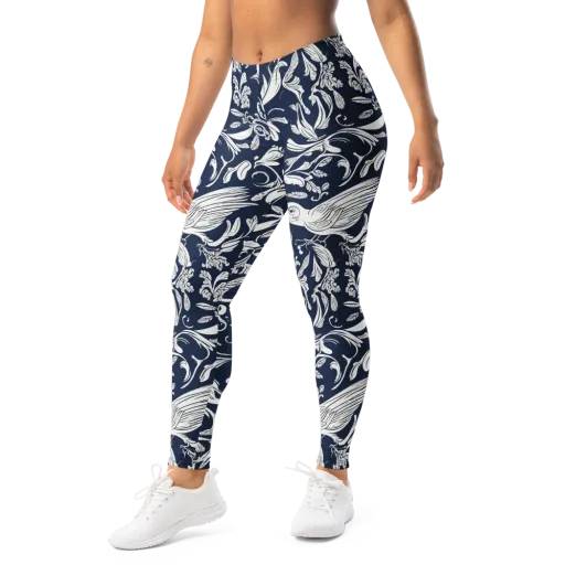 Navy Aviary on a Leggings