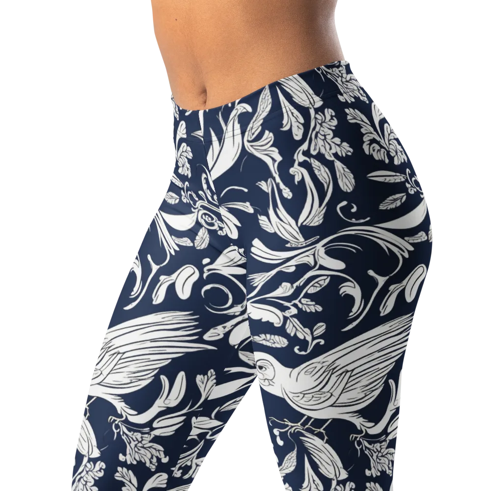 Navy Aviary on Leggings — Left Front