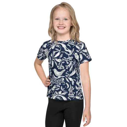Navy Aviary on a Kids Crew Neck T-Shirt