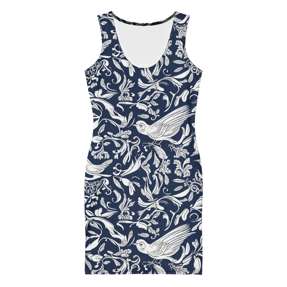 Navy Aviary on Bodycon Dress — Front