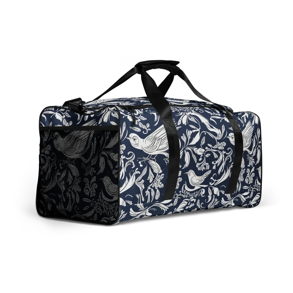 Navy Aviary on Duffle Bag — Right Front