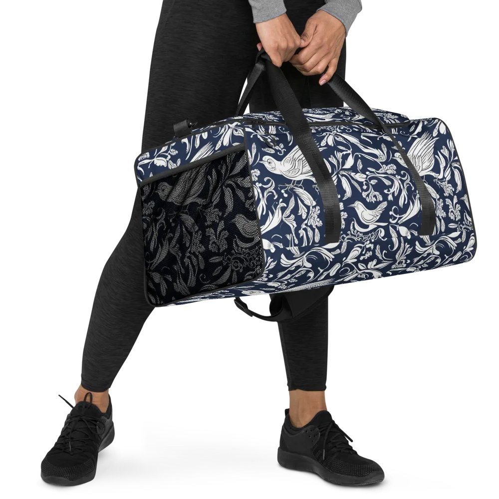 Navy Aviary on Duffle Bag — Right Front