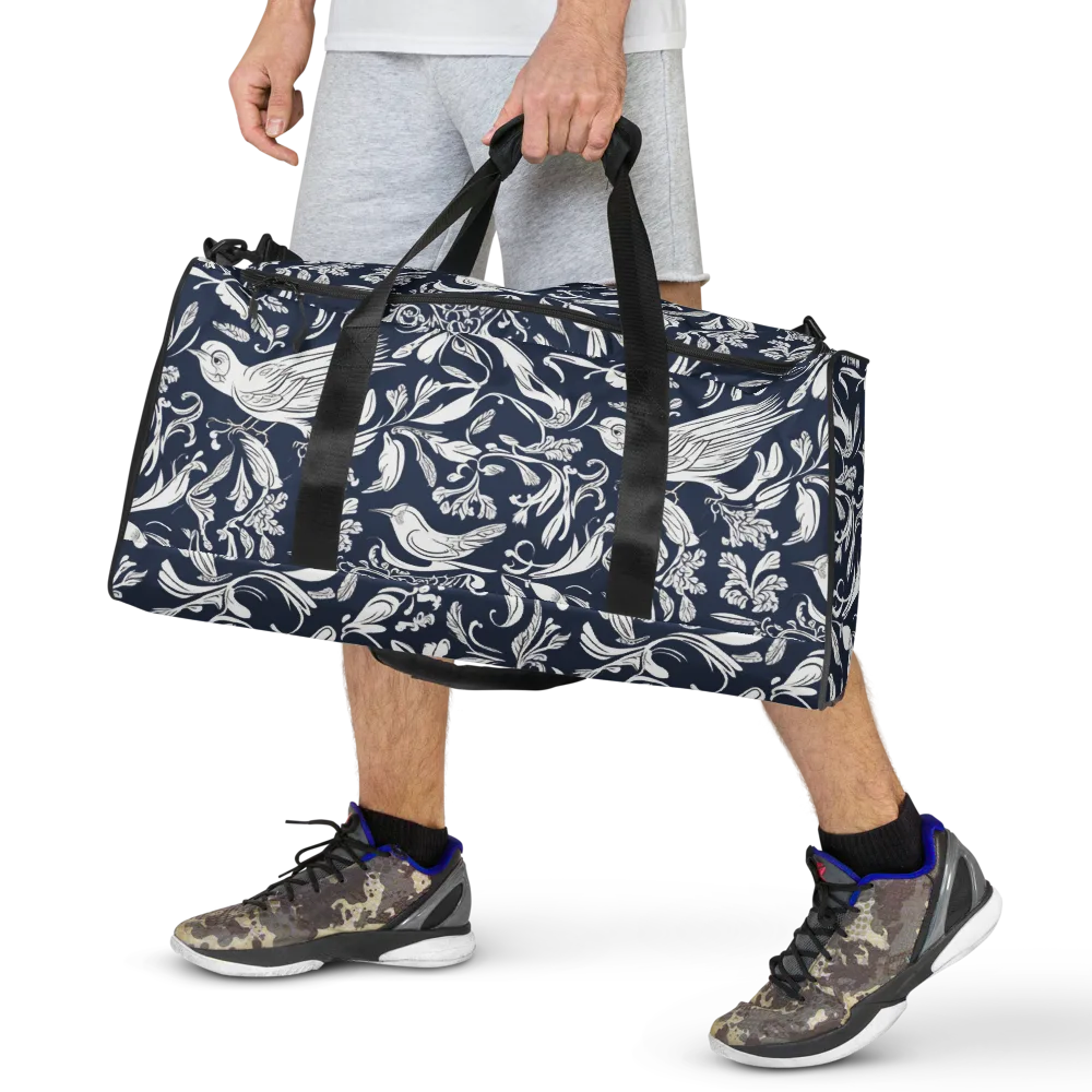 Navy Aviary on Duffle Bag — Front