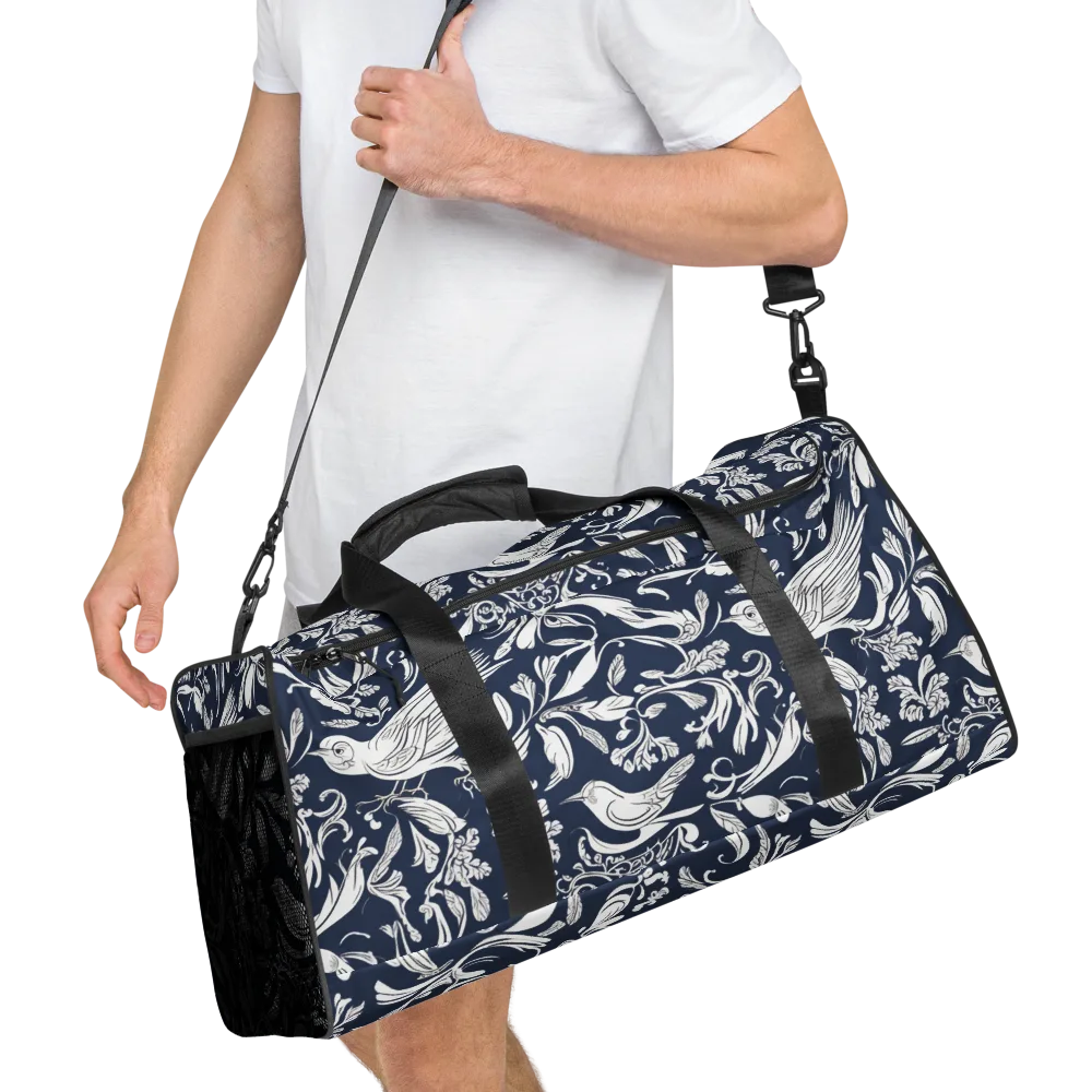 Navy Aviary on Duffle Bag — Right Front