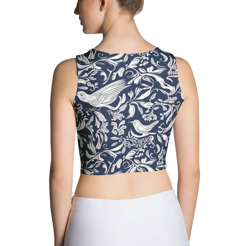 Navy Aviary on Crop Top — Back