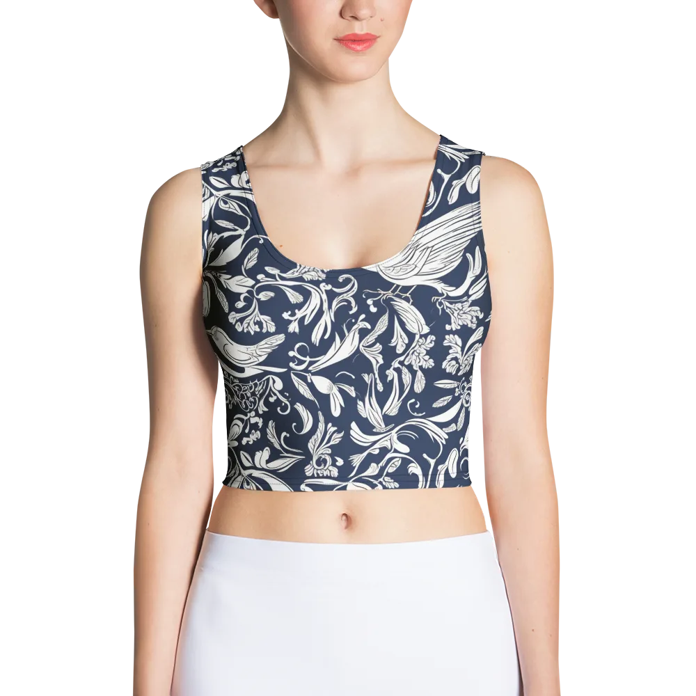Navy Aviary on Crop Top — Front