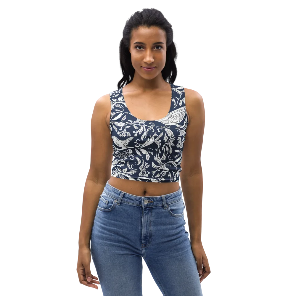 Navy Aviary on Crop Top — Front