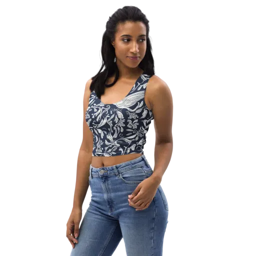 Navy Aviary on a Crop Top