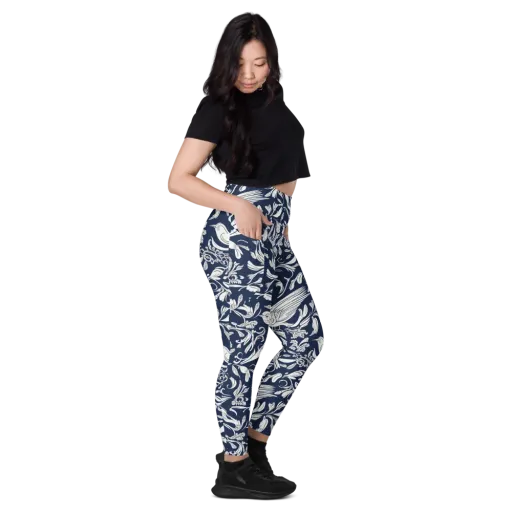 Navy Aviary on a Leggings with Pockets