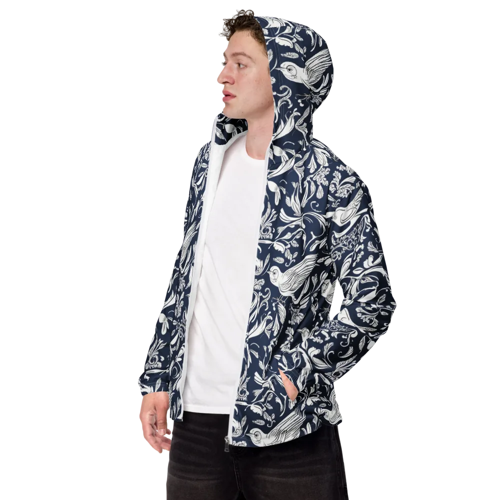 Navy Aviary on Men's Windbreaker — Left Front