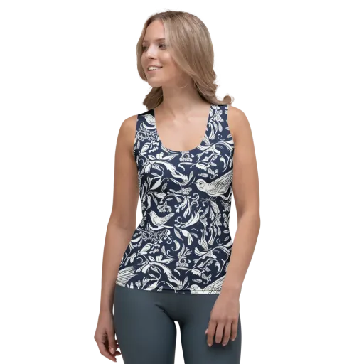 Navy Aviary on a Women's Tank Top
