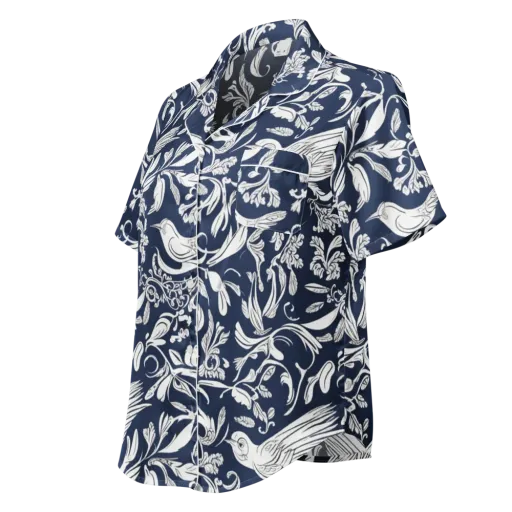 Navy Aviary on a Women's Short Sleeve Pajama Top