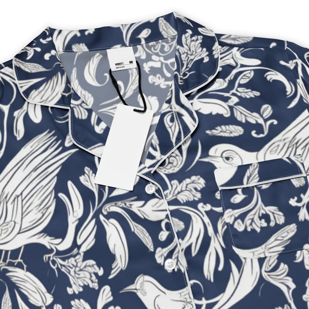 Navy Aviary on Women's Short Sleeve Pajama Top — Product details