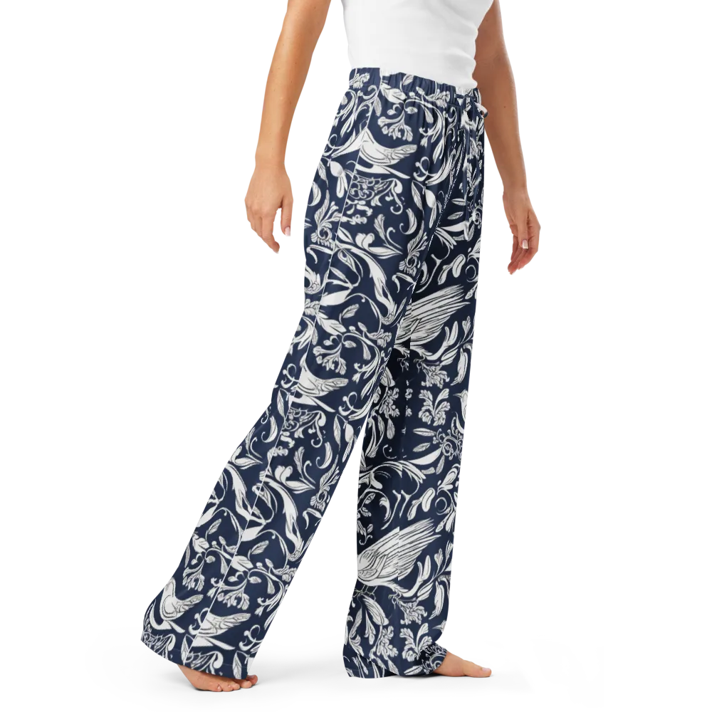 Navy Aviary on Women's Pajama Pants — Right Front