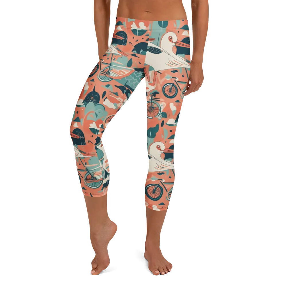 Bicycle Lagoon on Capri Leggings — Front