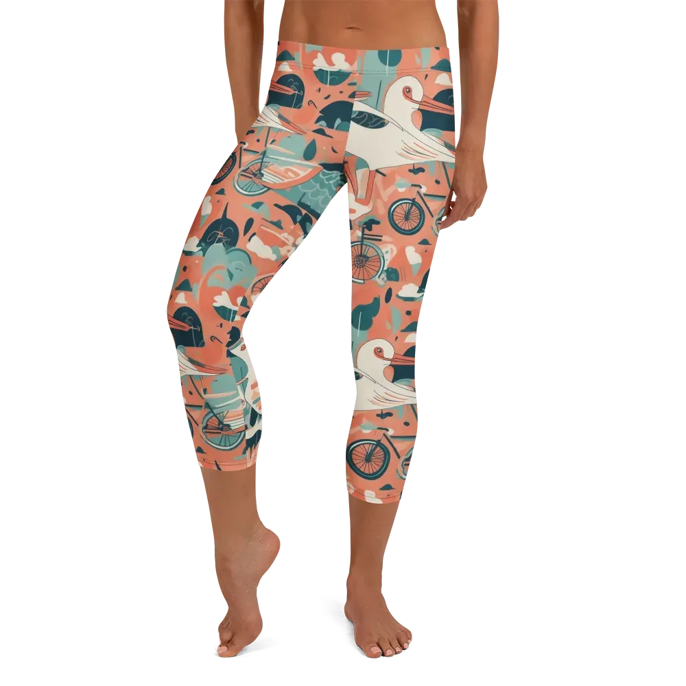 Bicycle Lagoon on Capri Leggings — Front