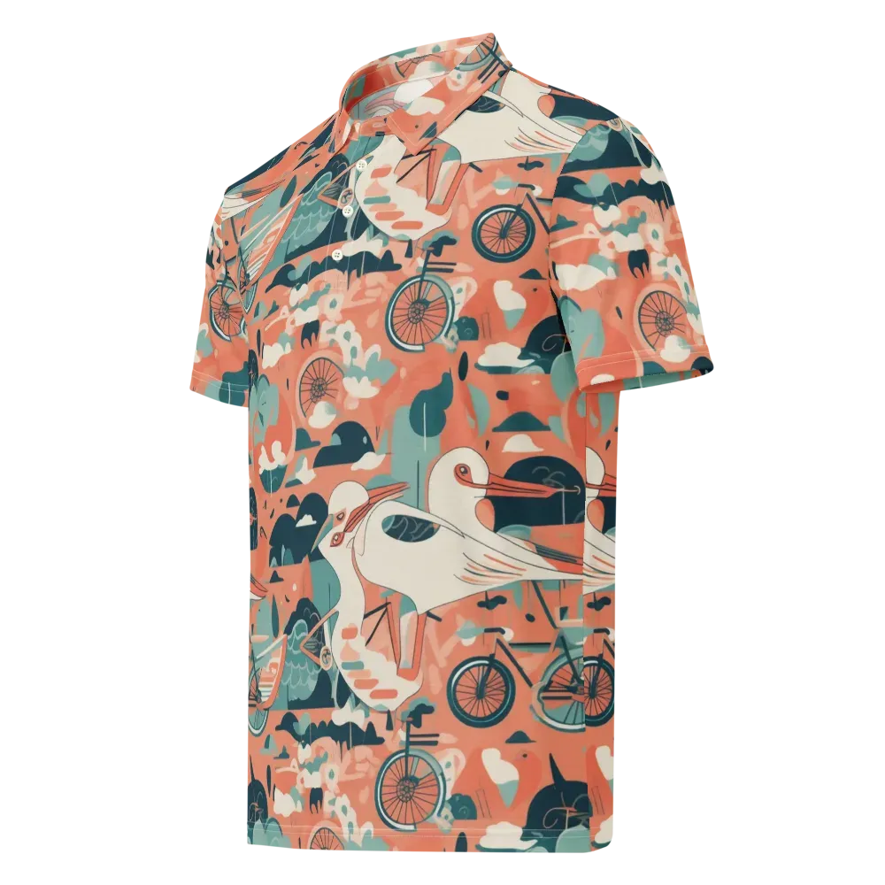 Bicycle Lagoon on Men's Slim Fit Polo Shirt — Left Front