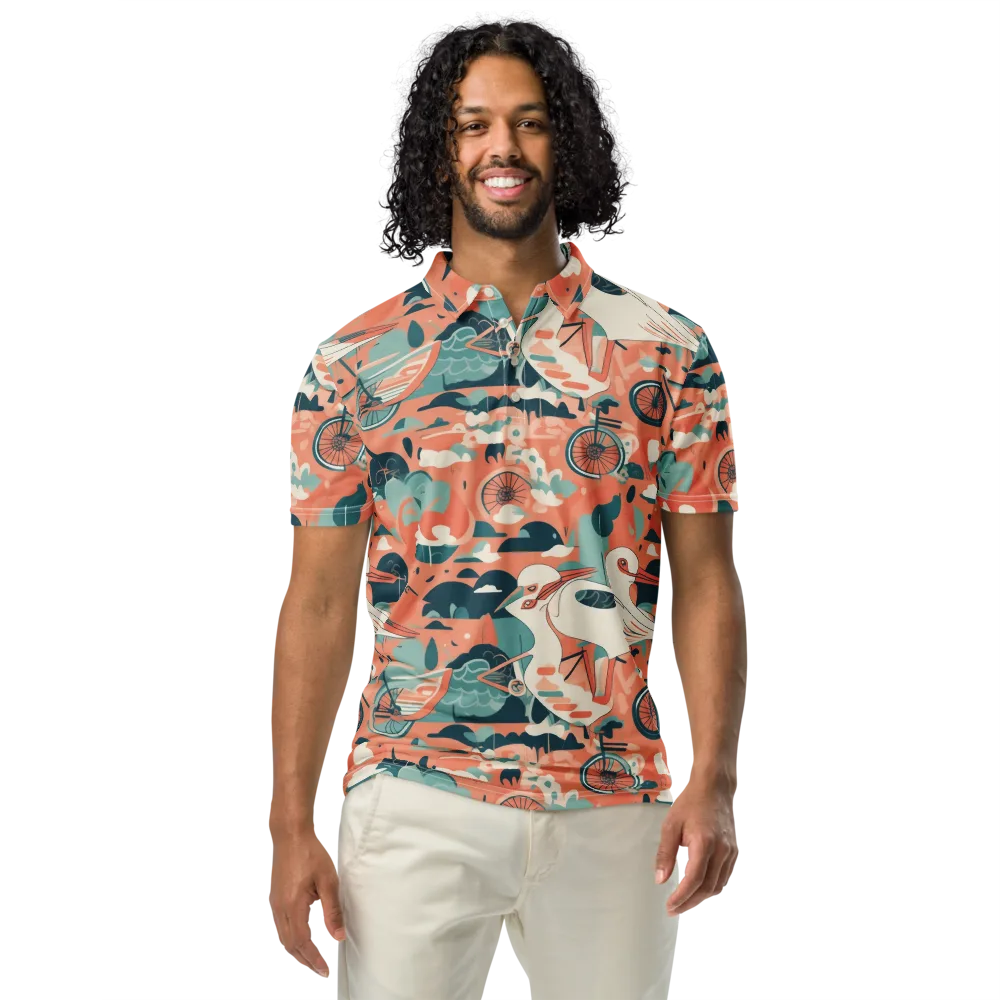 Bicycle Lagoon on Men's Slim Fit Polo Shirt — Front