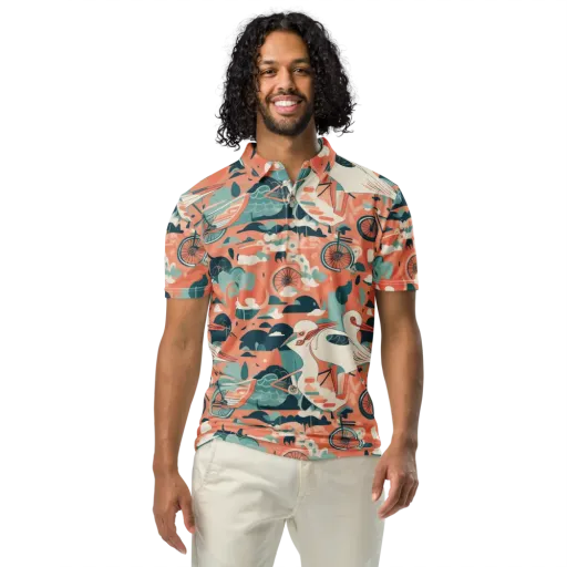 Bicycle Lagoon on a Men's Slim Fit Polo Shirt