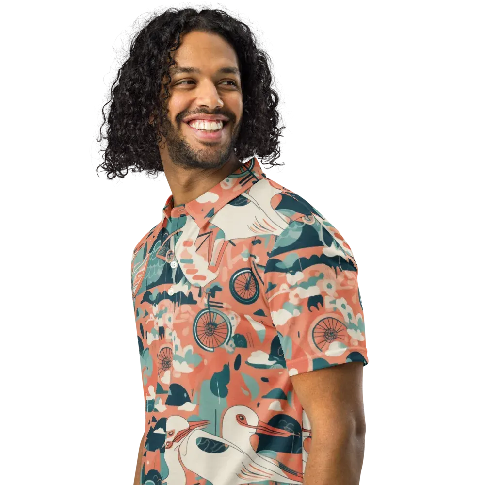 Bicycle Lagoon on Men's Slim Fit Polo Shirt — Left Front