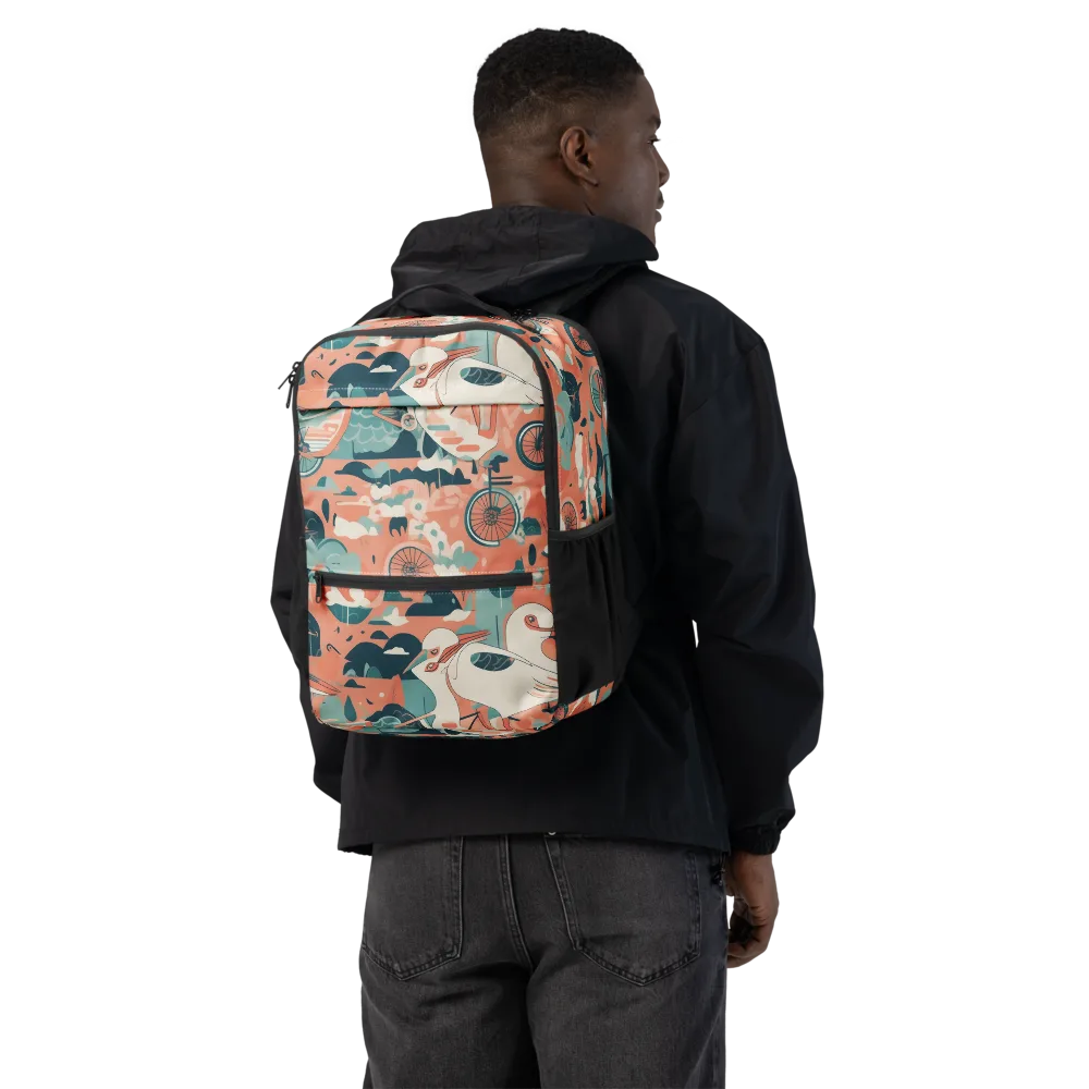 Bicycle Lagoon on Utility Backpack — Back
