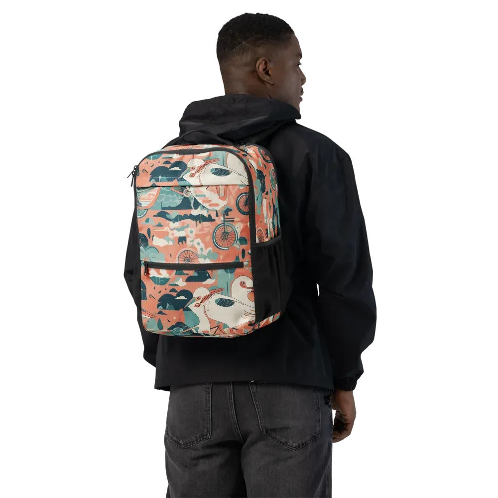 Bicycle Lagoon on Utility Backpack — Back
