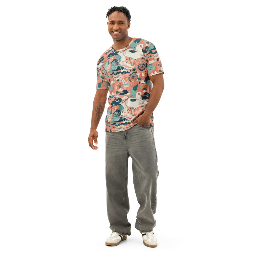 Bicycle Lagoon on Men's Cotton Crew Neck T-Shirt — Front