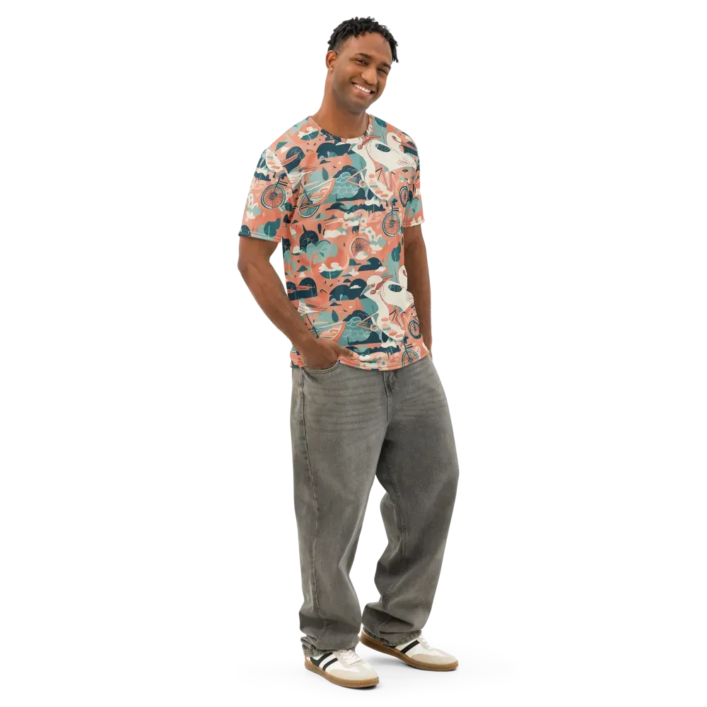 Bicycle Lagoon on Men's Cotton Crew Neck T-Shirt — Right Front