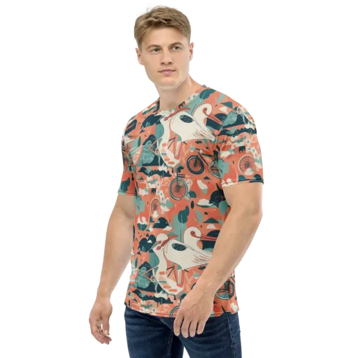 Bicycle Lagoon on a Men's Crew Neck T-Shirt
