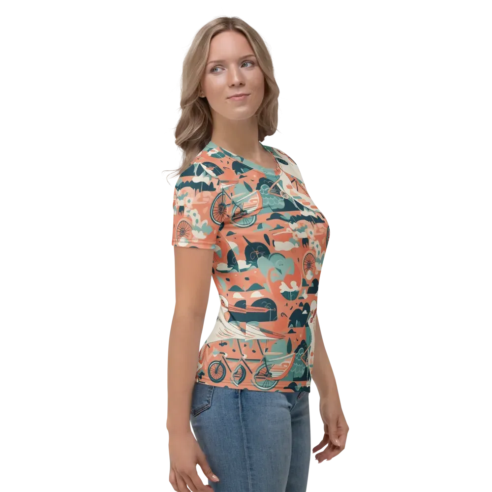 Bicycle Lagoon on Women's Crew Neck T-Shirt — Right