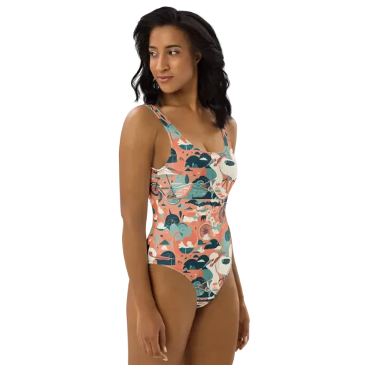 Bicycle Lagoon on a One-Piece Swimsuit