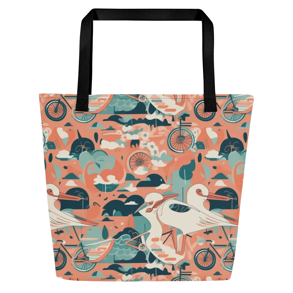 Bicycle Lagoon on Large Tote Bag W/ Pocket — Front