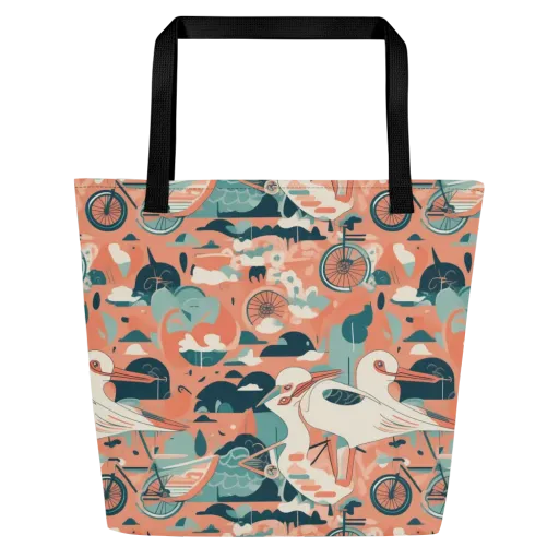 Bicycle Lagoon on a Large Tote Bag W/ Pocket