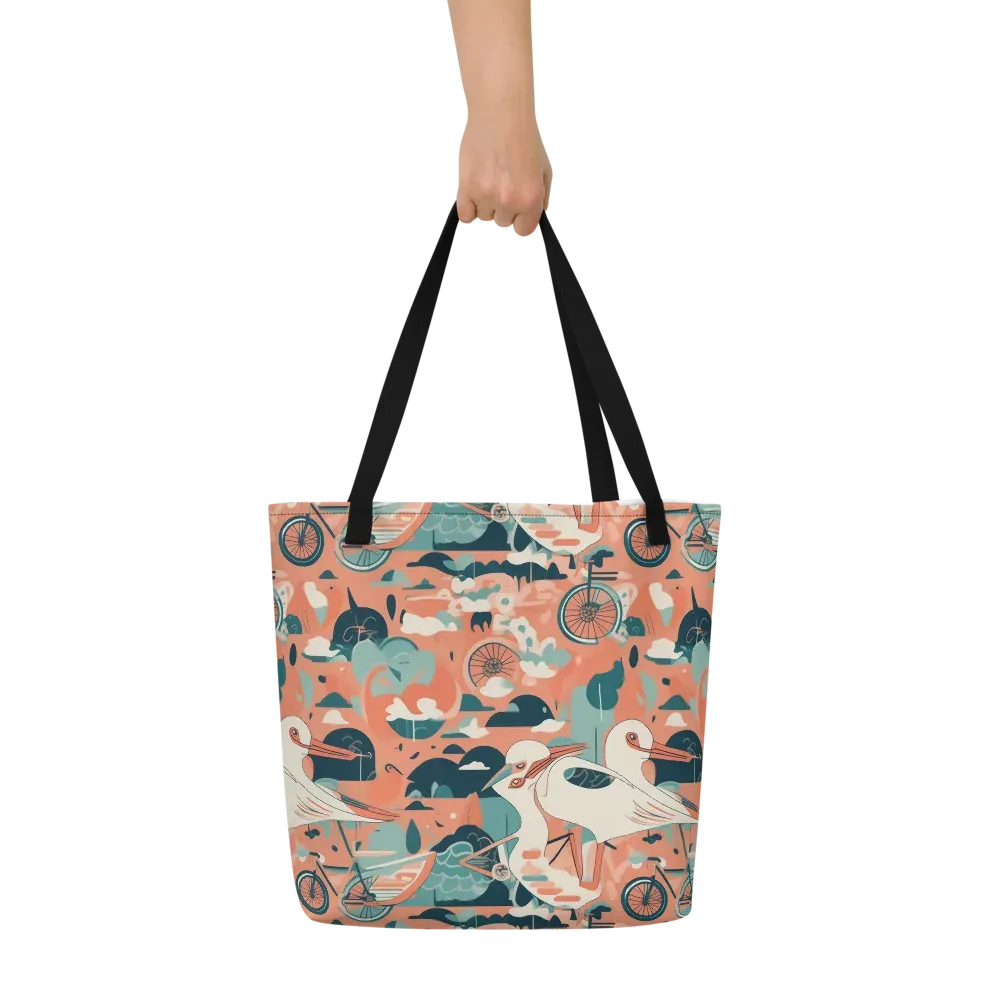 Bicycle Lagoon on Large Tote Bag W/ Pocket — Front