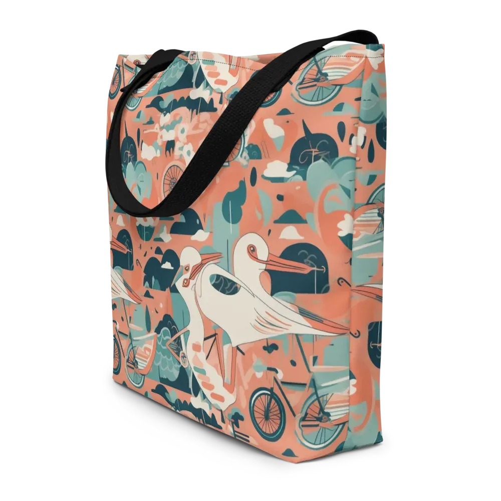 Bicycle Lagoon on Large Tote Bag W/ Pocket — Front