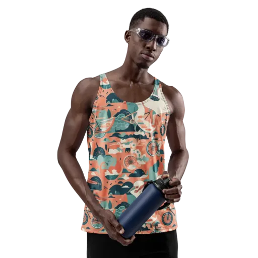 Bicycle Lagoon on a Men's Tank Top
