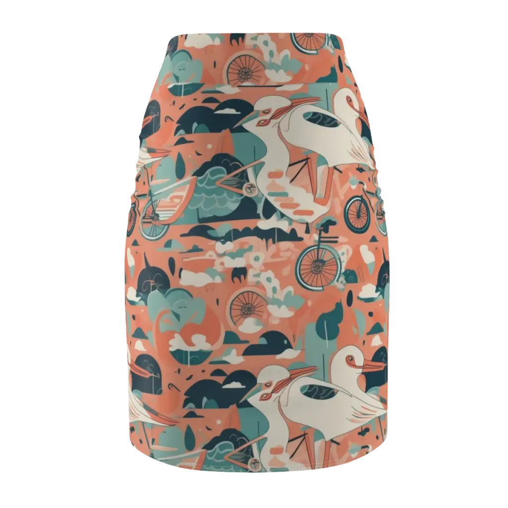 Bicycle Lagoon on Pencil Skirt — Back