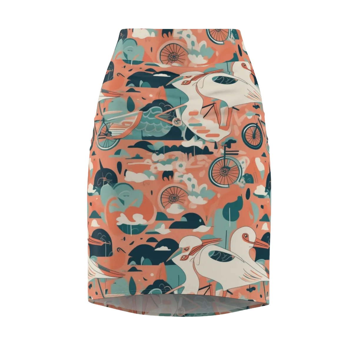 Bicycle Lagoon on Pencil Skirt — Front