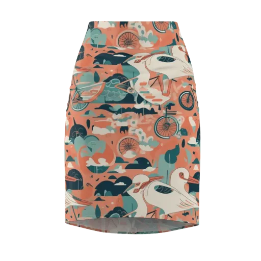 Bicycle Lagoon on a Pencil Skirt