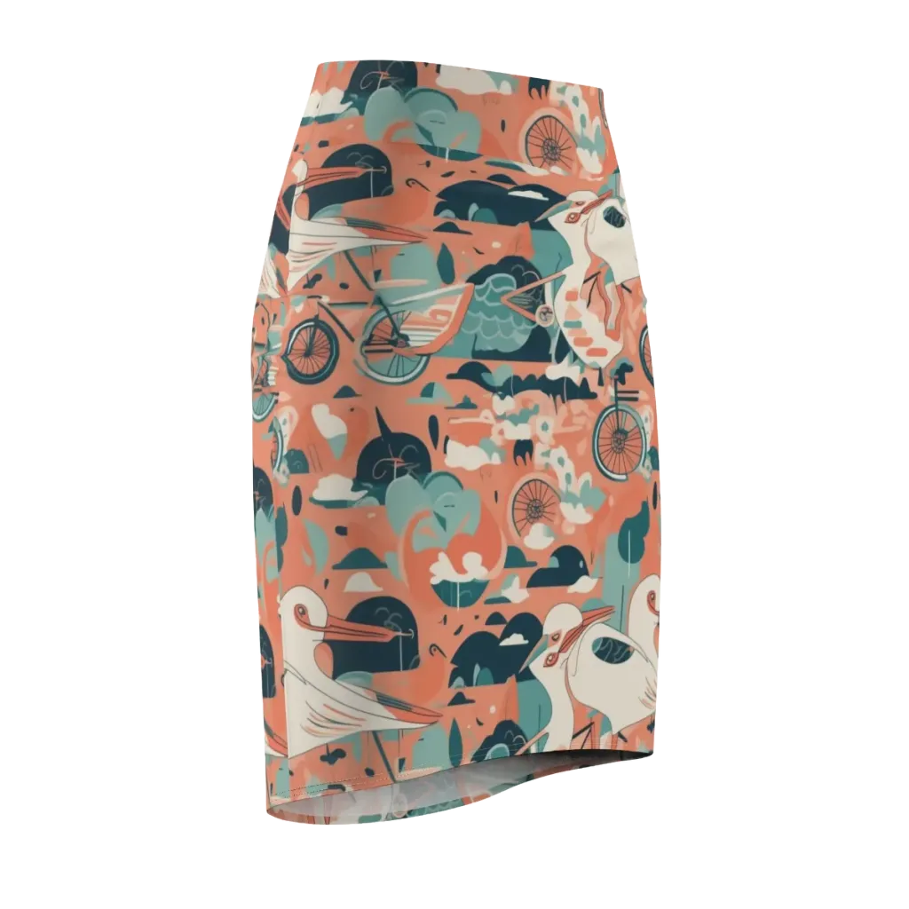 Bicycle Lagoon on Pencil Skirt — Front Side