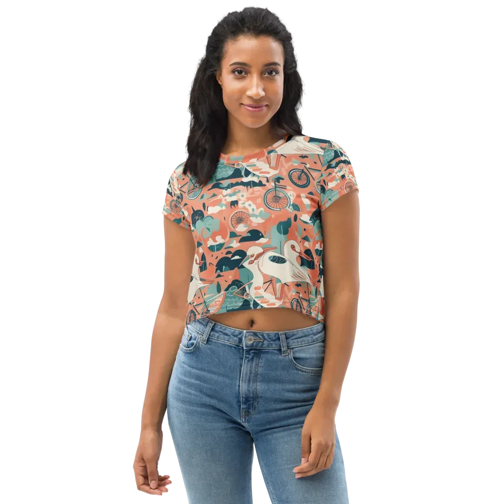 Bicycle Lagoon on Crop Tee — Front