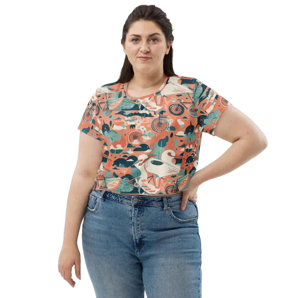 Bicycle Lagoon on Crop Tee — Front