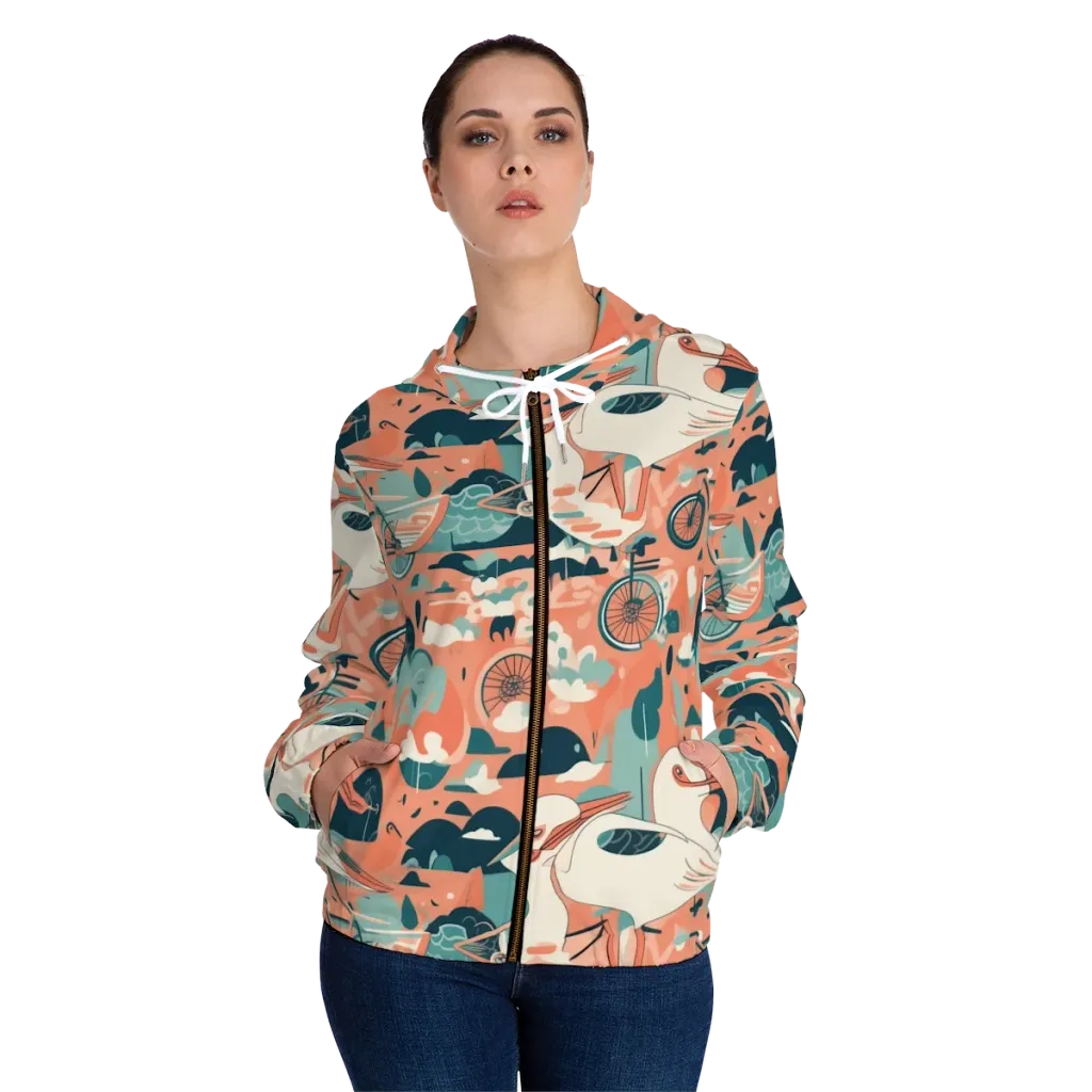 Bicycle Lagoon on Women's Full-Zip Hoodie — Front On Person