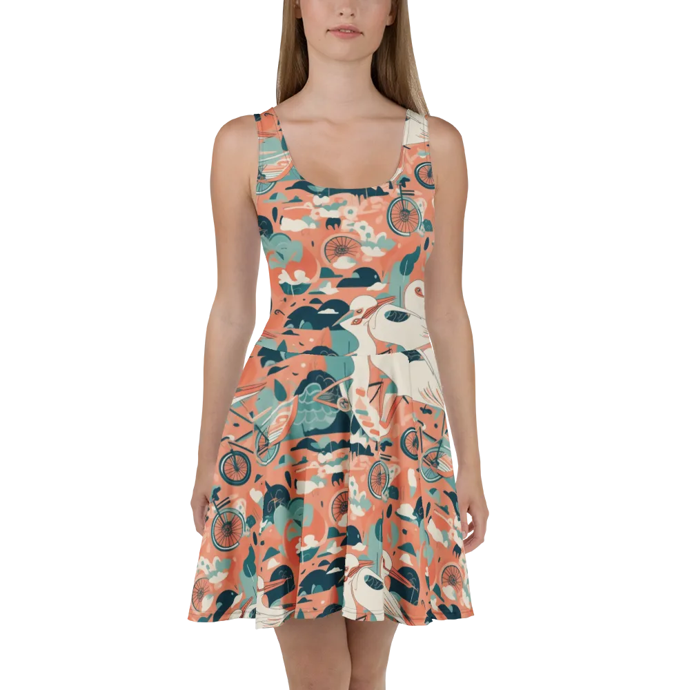 Bicycle Lagoon on Skater Dress — Front
