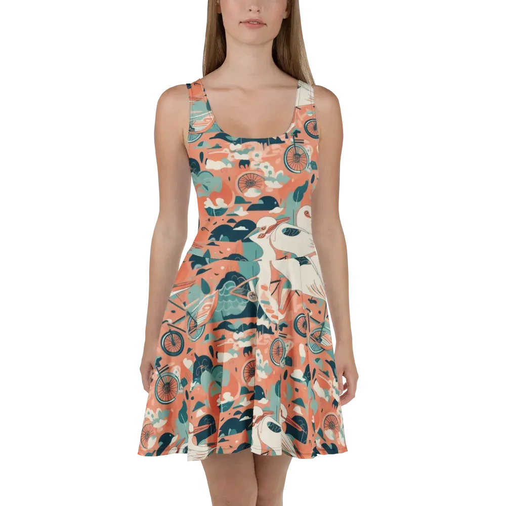 Bicycle Lagoon on Skater Dress — Front