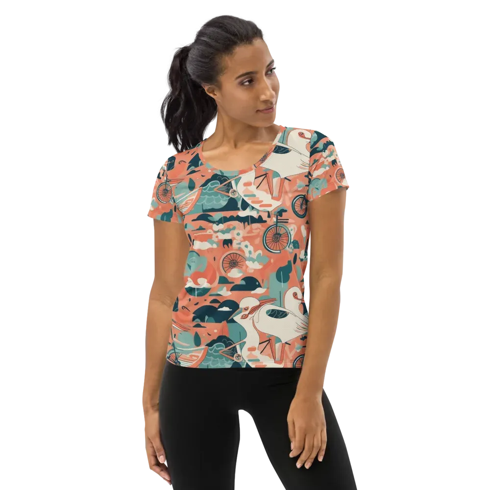 Bicycle Lagoon on Women's Athletic T-Shirt — Front