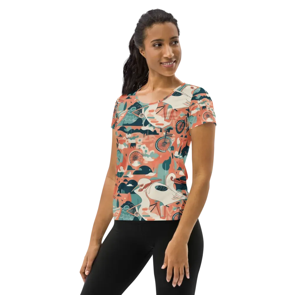 Bicycle Lagoon on Women's Athletic T-Shirt — Left