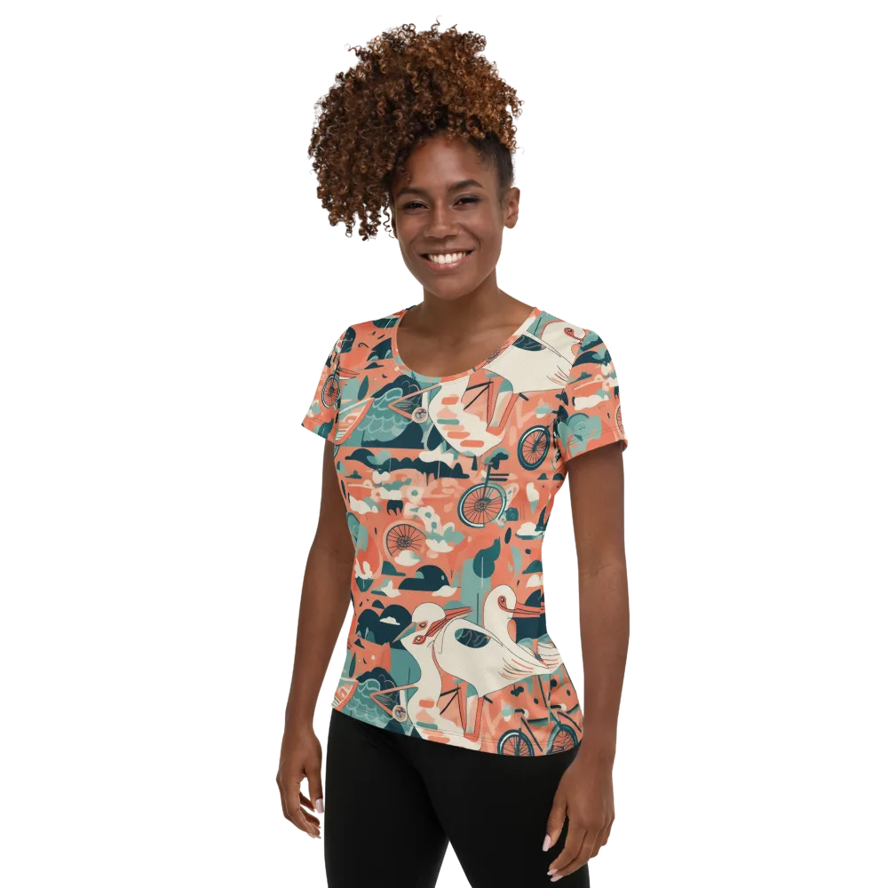 Bicycle Lagoon on Women's Athletic T-Shirt — Left