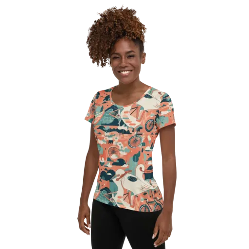 Bicycle Lagoon on a Women's Athletic T-Shirt